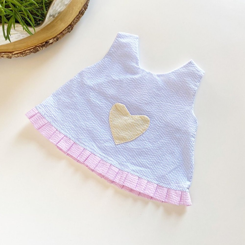 Grannie Annie Hand Made Seersucker Heart Pocket Top